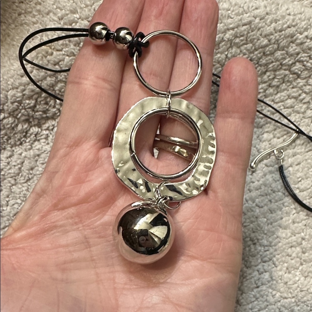 Necklace Silver with black cord Pendant